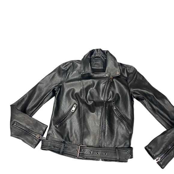 Elodie Nordstrom Womens Size XS Moto Jacket Black Faux Leather - Picture 3 of 16